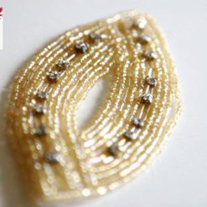 Champagne Color Beaded Patch, Vintage Fashion 🌸